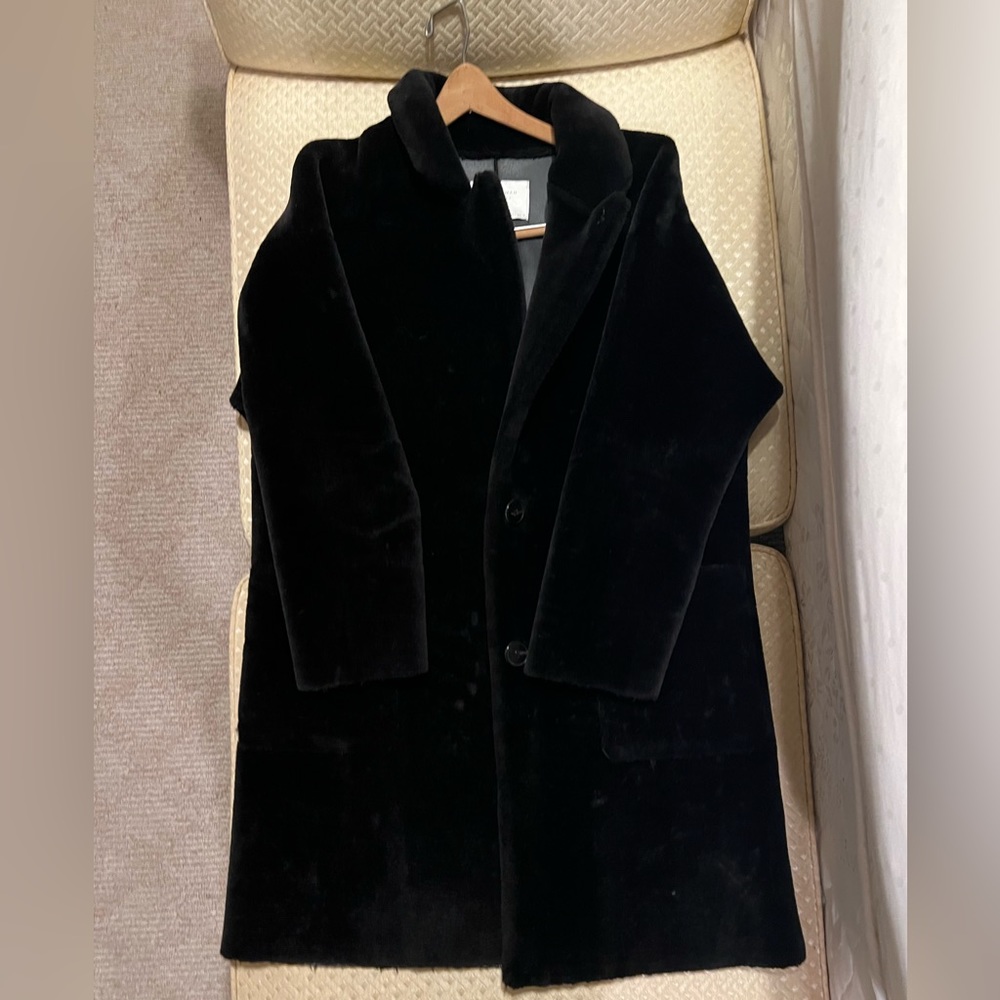 Faux fur black winter coat